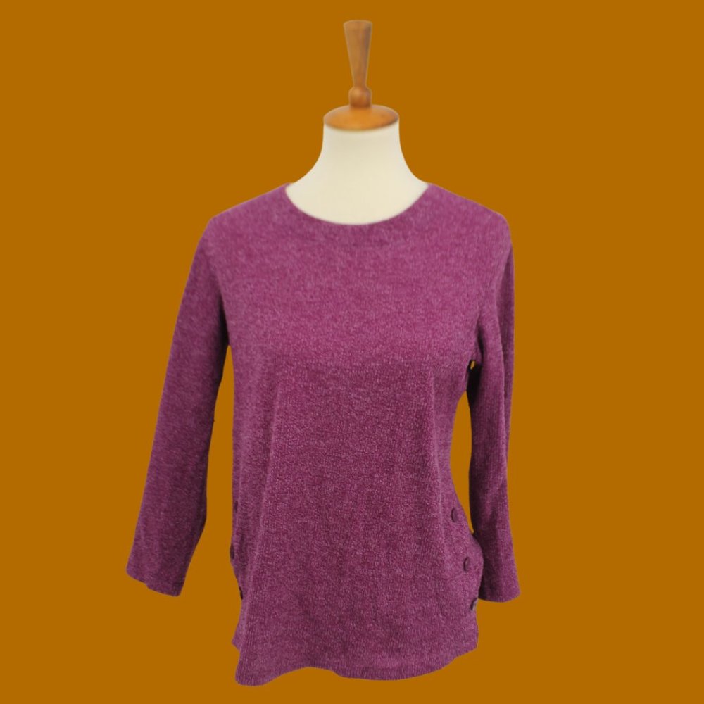 Soft Works Purple Knit Crew Neck Sweater M